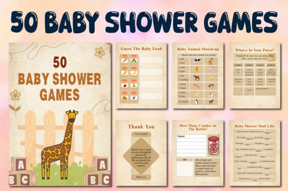50 Baby Shower Games Canva KDP Interiors
