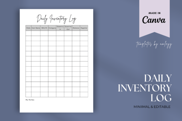 Daily Inventory Log Planner Template