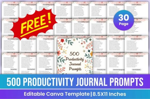 Free 500 Productivity Journal Prompts